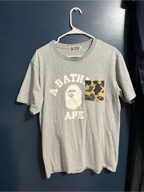 BAPE Collage Logo Pocket Gray T-Shirt